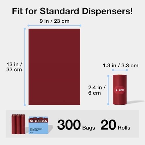 VETRESKA Dog Poop Bags, 300 Counts, Leak Proof, Extra Thick and Large