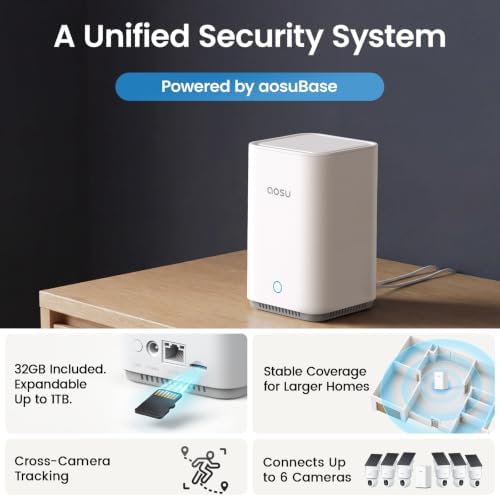 aosu D1 Max, 6-Cam Kit, 4K Solar Security Cameras System Wireless Outdoor