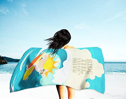 Caroline's Treasures MLM1286TWL3060 Surfer Dog Fawn Pembroke Corgi Premium Beach Towel Oversized Towel Beach Blanket, Pool, Beach Essentials, Yoga, Premium Bath Towel, Quick Dry Plush
