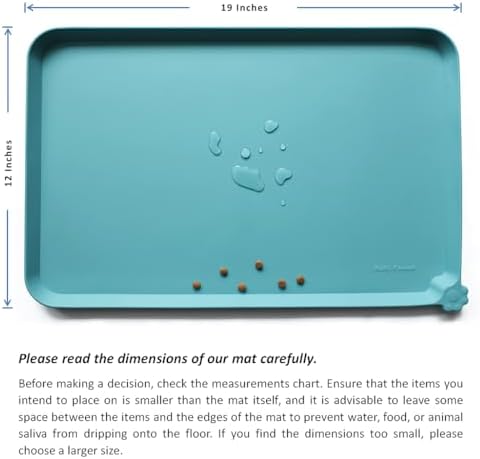 Hoki Found Silicone Pet Food Mats Tray - Non Slip Cat & Dog Bowl Mats - Waterproof & Pet-Friendly for Carpet - Glacier