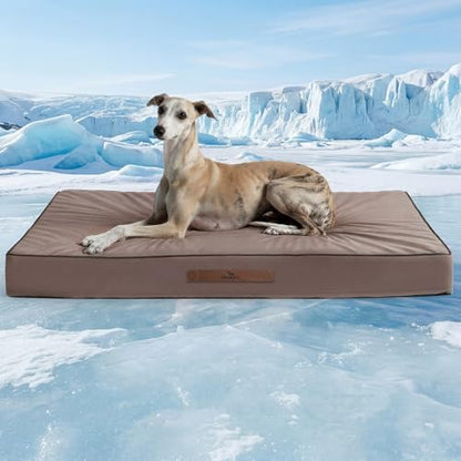 Orthopedic Cooling Dog Beds Large Sized Dog, Q-Max >0.45 Extra Large Comfy Flat Puppy Beds with Removable Washable Cover, 44 x32 Inch Cool Flat Egg Crate Foam Pet Mat for Summer, Dusty Rose