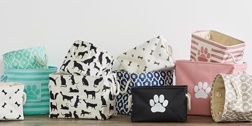Bone Dry Pet Storage Collection Paw and Bone Print, Large Rectangle, 17.5x12x15", Gray