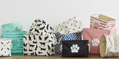 Bone Dry Pet Storage Collection Paw and Bone Print, Large Rectangle, 17.5x12x15", Gray