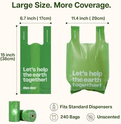 Deo Doo Dog Poop Bags with Handles, 40 Rolls 480 Bags, Large Size