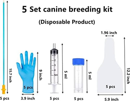 5 Set AI Artificial Insemination Dog Breeding Kit, Canine Breeding Kit, Dog Insemination Breeder Kit, Disposable Canine Artificial Insemination, Canine Breeding Supplies (5 Set, 15.7 inch) L