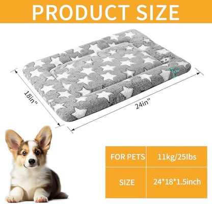 Dog Bed Mat, Reversible Crate Pads for Small/Medium/Large Dogs & Cats Sleeping, Portable & Soft, Dog Beds Crate Pad (Grey, S(24"*18"*1.5"))