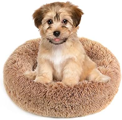 NOYAL Donut Dog Bed for Small Medium Pets, Plush Calming Faux Fur