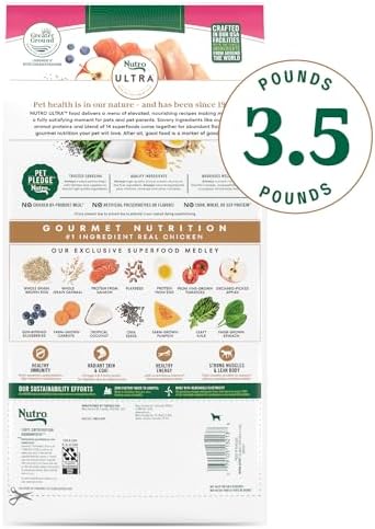 Nutro Ultra Small Breed Adult Dry Dog Food, Chicken, Lamb & Salmon, 3.5 lb