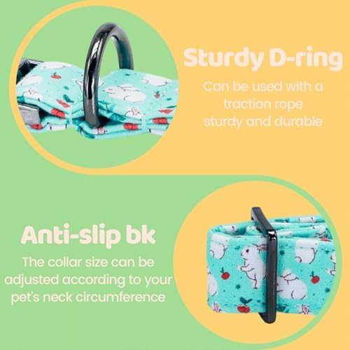 Easter Dog Collar, White Rabbit Print Blue Pet Collars Cute Durable Metal Buckle Girl and Boy Dog Collars Adjustable for Small Medium Large Dogs