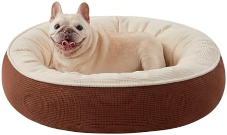 30 inches Soft Touch Fleece Donut Dog Bed for Medium Dogs,Coffee