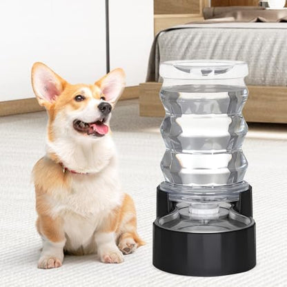 RIZZARI 7L Dog Water Bowl Dispenser:Black Stainless Steel Gravity Bowl