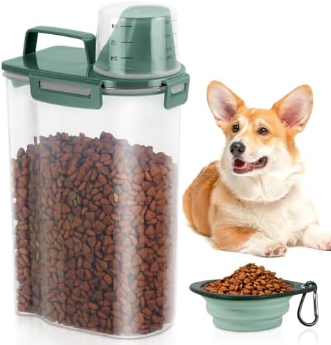 3 Lbs Pet Dog Food Storage Container for Bird Seed Rice Flour - Pine Green