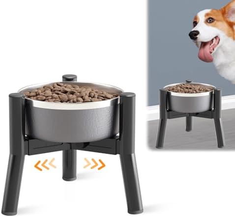 SHAINFUN Adjustable Elevated Dog Bowls Stand Compatible with 5.9 to 8.7 inch Wide Raised Stand with Metal Material for Medium and Small Sized Dogs (Bowl Not Included)