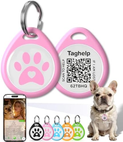 Smart QR Code Pet ID Tag for Dogs & Cats – Anti-Lost Collar Tag with Online Profile, Instant Email Alert on Scan, No Subscription Fees, No App Required (Pink, for Dog - 1.2")