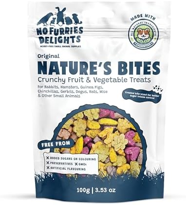 Treats, 100% All Natural Mini Bites For Rabbit Hamster Guinea Pig Chinchilla Pet Rat Mice Gerbil Bird Healthy Enrichment Bonding Rewarding Training Nature's Bites Variety Pack 100g
