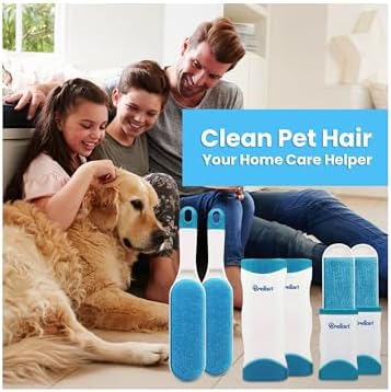 Lint Remover Brush 2 Pack - Reusable Lint Remover for Clothes, Furniture, Carpet, Couch, Car Seats - Household Fabric Shaver for Pet Hair, Dust, Fuzz (2 Pack Fresh Blue)