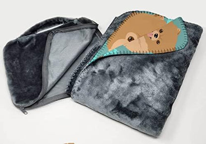 Caroline's Treasures MLM1083TBLT Orange Pomeranian Soft Travel Blanket with Bag Airplane Blanket, Indoor Outdoor Camping Blanket for Traveling, Picnics, Beach Trips, Concerts