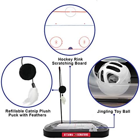 Pets First NHL Ottawa Senators Hockey Field Cat Scratching Toy - 5-in-1 Interactive Scratcher With Ball Bell in Tracks