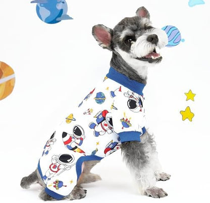 XPUDAC 4 Pieces Dog Pajamas Soft Puppy Pjs Stretchable Boy Doggie Clothes for Small Medium Dogs Cat Pet Outfits, 154-M