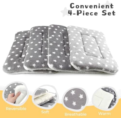 4-Pack Rabbit Bed, Fleece Washable Bunny Mat, 19"x13"
