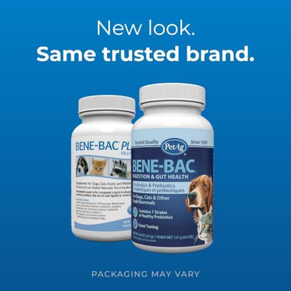 PetAg Bene-Bac Plus Pet Powder with FOS and Probiotics - Recommended for All Animals Subjected to Adverse Conditions - 4.5 oz