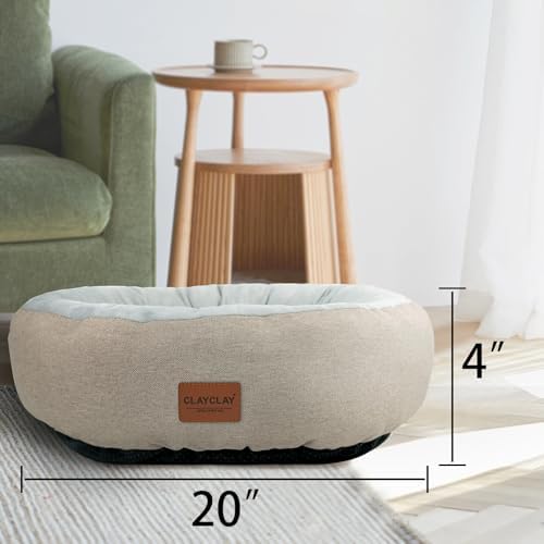 CLAYCLAY Cozy Round Cat Bed – Soft, Comfortable Cushion for Cats & Kittens – Non-Slip, Machine Washable, Plush Sleep Bed for Cats, Ideal for Resting & Napping up to 20lbs