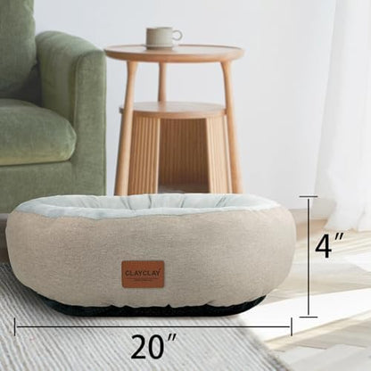 CLAYCLAY Cozy Round Cat Bed – Soft, Comfortable Cushion for Cats & Kittens – Non-Slip, Machine Washable, Plush Sleep Bed for Cats, Ideal for Resting & Napping up to 20lbs