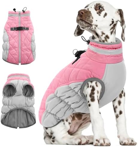 AOFITEE Dog Coat Warm Dog Winter Coat Waterproof Dogs Jacket with Harness