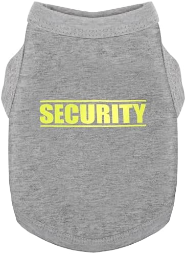 Discover Cozy Cotton Canine Wear: Soft, Lightweight, and Breathable Dog Shirt Vest with Eye-Catching Graphics(Security), Keeping Your Furry Friend Warm and Comfy! Grey XS