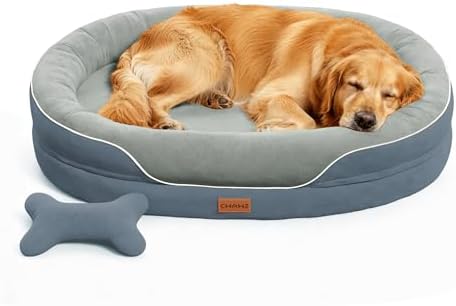 CWAWZ XL Orthopedic Dog Bed, Extra Large Dog Bed, Dog Sofa for Large Sized Dogs with Full-Surround Bolsters, Dual-Sided Dog Cooling Bed with Memory Foam, Washable Sofa with Nonslip Bottom, Dark Grey