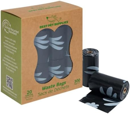 Best Pet Supplies GRS Poop Bags for Dogs - Black, 300 Count, Unscented