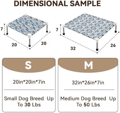 Raised Elevated Dog Bed, Lifted Cooling Stainless Steel Pet Dogs Cot, Small