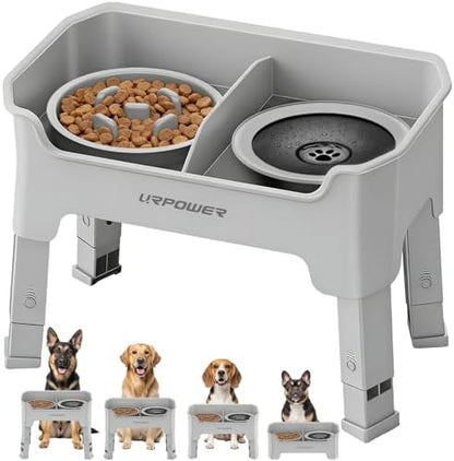 URPOWER Mess Proof Elevated Dog Bowls 4 Height Adjustable Raised Stand