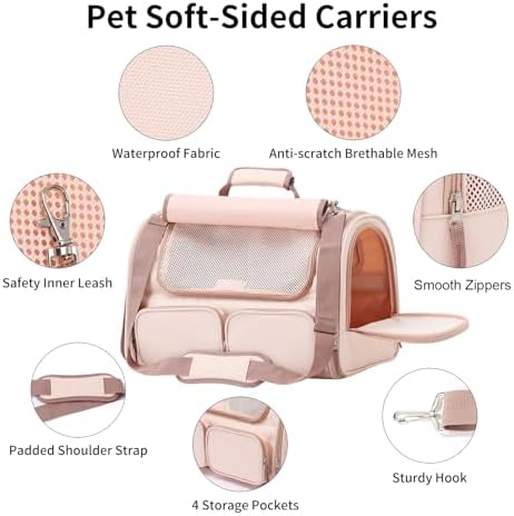 FUKUMARU Cat Carrier, Airline Approved Dog Carrier with Rollable Cover
