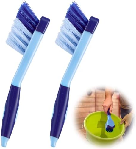 2 Pack 10" Horse Bucket Brush, Horse Bucket and Trough Scrub Brush, Water Buckets Brushes for Livestock Farm Equine Water Buckets Feed Trough Non Slip Grip Durable Synthetic Fiber (Blue)