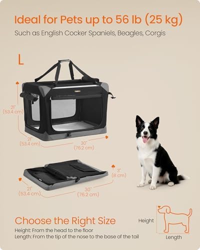 Feandrea Collapsible Dog Crate, Portable Pet Travel Crate, 30 Inches