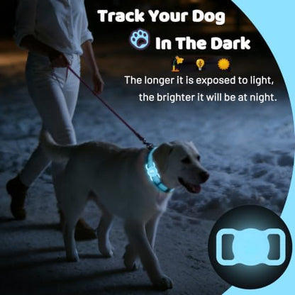 SANKALA Luminous Airtag Dog Collar Holder, Blue Glitter, 1 Pack