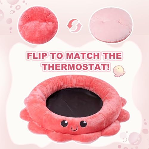 Jiupety Cute Calming Dog Beds Clearance for Large and Extra Dogs, Anxiety Bolster Dog Bed with Octopus Shape, Pink, Red, XL, Boho, Round Pet Bed Cat with Removable Cushion