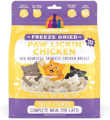 Weruva Cat Freeze Dried, Paw Lickin' Chicken with Chicken Breast, 7oz Bag