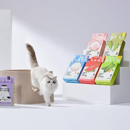Michu Tofu Cat Litter Natural Clumping Tofu Cat Litter, Fast Clumping and Easily Scoop-able 5.5lb/88oz 5 Scents - Watermelon, 3 Pack