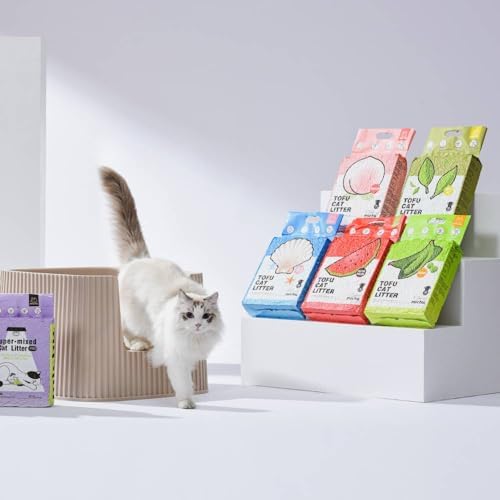 Michu Tofu Cat Litter Natural Clumping Tofu Cat Litter, Fast Clumping and Easily Scoop-able 5.5lb/88oz 5 Scents - Original, 6 Pack