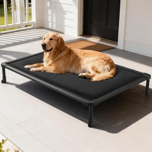 Veehoo Chew Proof Elevated Dog Bed, Padded Indestructible Raised Dog Cot