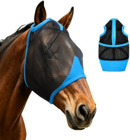 Hilltown Durable Fly Mask for Horses Without Ears - Cob, Blue