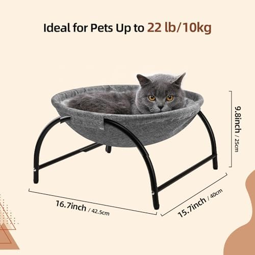 LIFLIX Raised Cat Hammock Bed, Pet Bed for for Indoor Cats, Standing Cat Cot with Washable Plush,17.1 x 17 x 9.5 inches