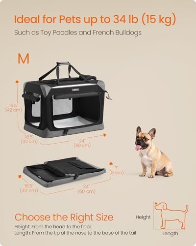 Feandrea Collapsible Dog Crate, Portable Pet Travel Crate, 24 Inches