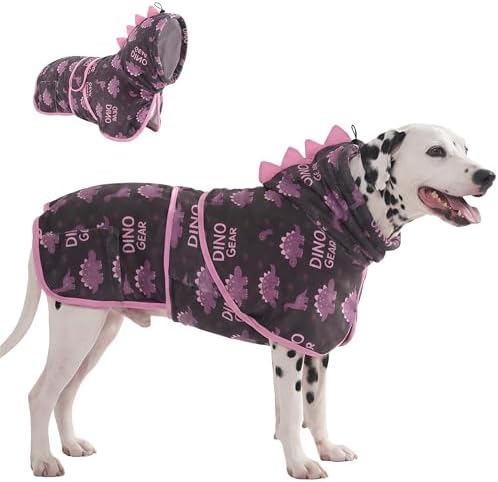 LovinPet 3-in-1 Dog Warm Winter Coat & Bathrobe, Blue, Dinosaur Fleece, M
