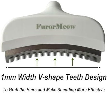 Pet Deshedding Tool with Curve Blade, Cat Grooming Brush, Tight V-shaped Teeth Shedding Comb for Cats and Dogs (White, Large)