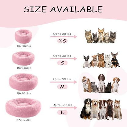 Bunlitent 39 inch Calming Dog Bed, Donut Dog Bed for Large Sized Dog, Pink