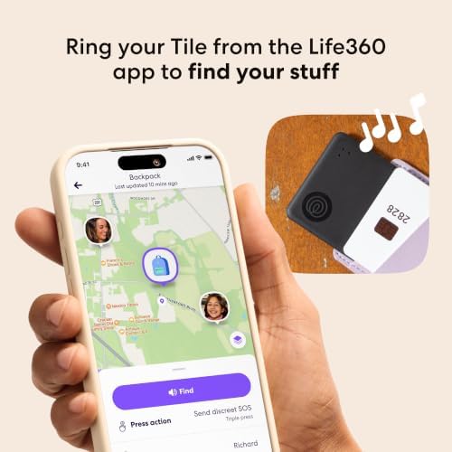 Life360 Tile Slim - Wallet Finder, Bluetooth Tracker and Item Locator for Luggage Tags, Passports and More. Both iOS and Android Compatible. Phone Finder. 1-Pack (Black)