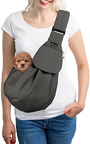 SlowTon Dog Carrier Sling - Thick Padded Shoulder Strap Adjustable, Gray XS
